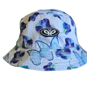 Zumiez Floral Butterfly Bucket Hat with Blue and Purple Flowers One Size